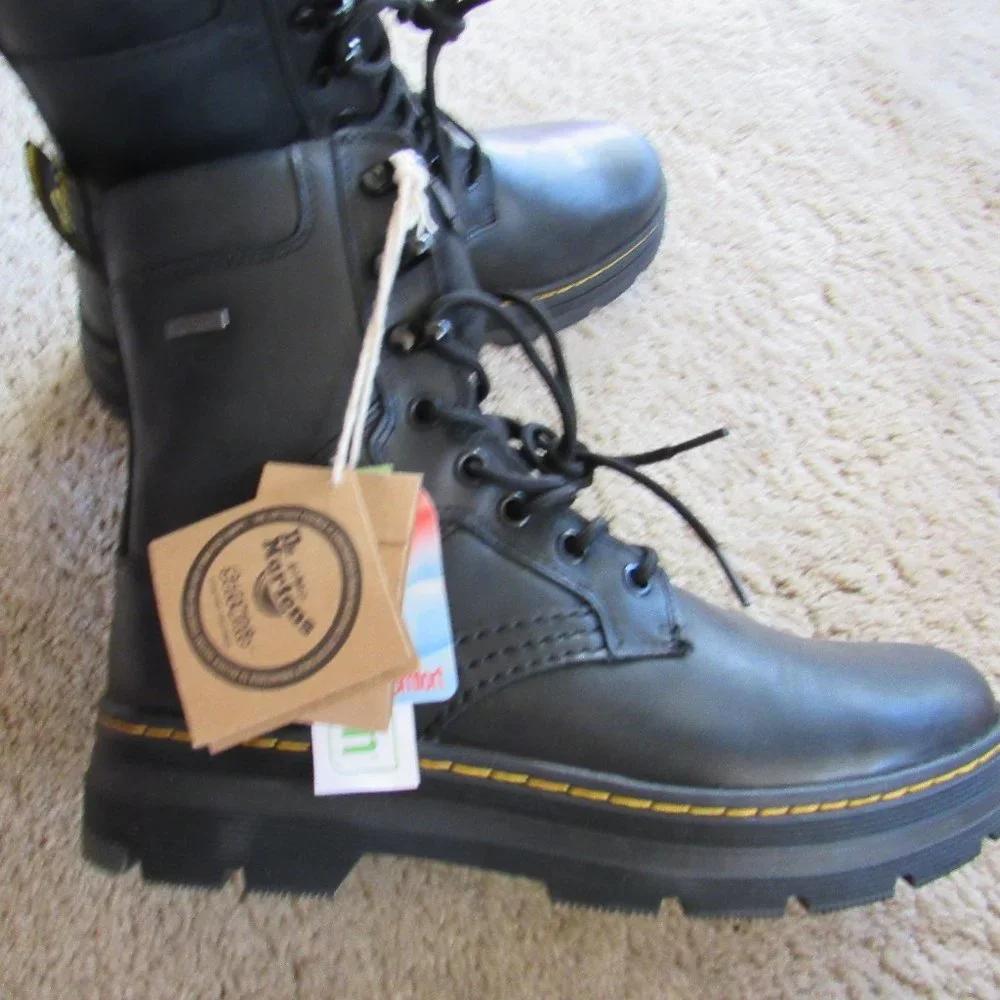 Dr. Martens Black Leather Water Proof Boots Men's 8 Women's 10